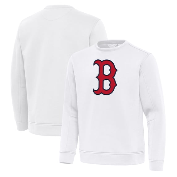 Men's Antigua White Boston Red Sox Relevant Lightweight Pullover Sweatshirt