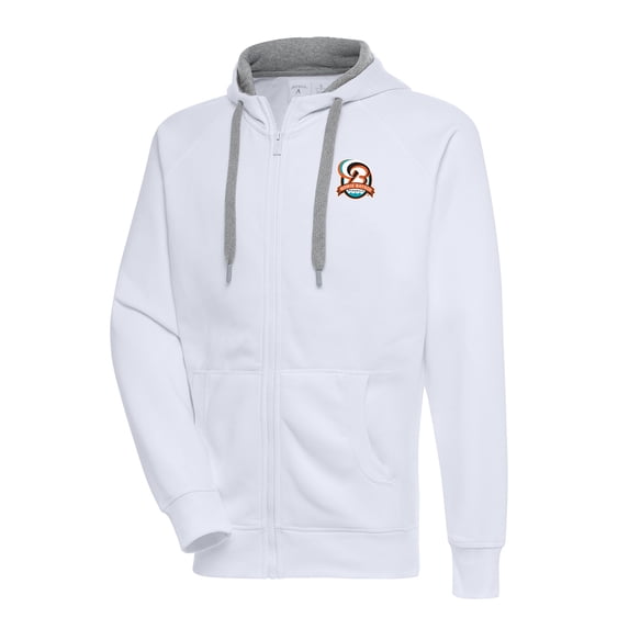 Men's Antigua White Bowie Baysox Victory Full-Zip Hoodie
