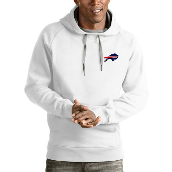 Men's Antigua White Buffalo Bills Logo Victory Pullover Hoodie