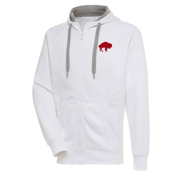Men's Antigua White Buffalo Bills Throwback Logo Victory Full-Zip Hoodie