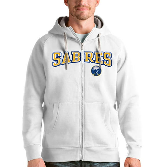 Men's Antigua White Buffalo Sabres Wordmark Victory Full-Zip Hoodie