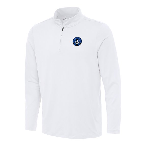 Men's Antigua White CF Montreal Reprocess Quarter-Zip Jacket