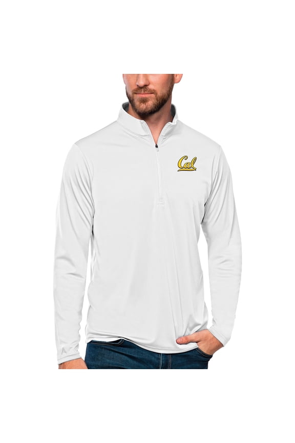 Men's Antigua White Cal Bears Tribute Quarter-Zip Top