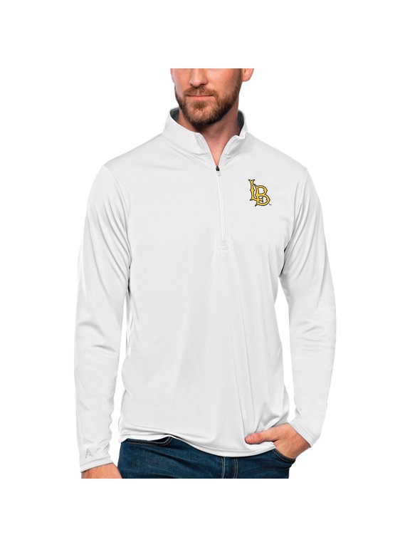Men's Antigua White Cal State Long Beach The Beach Tribute Quarter-Zip Top