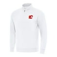 thumbnail image 1 of Men's Antigua  White Calgary Flames Victory Quarter-Zip Mock Sweatshirt, 1 of 1