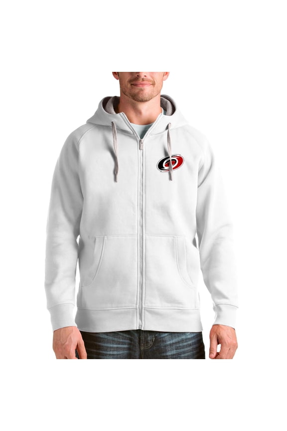 Men's Antigua White Carolina Hurricanes Logo Victory Full-Zip Hoodie