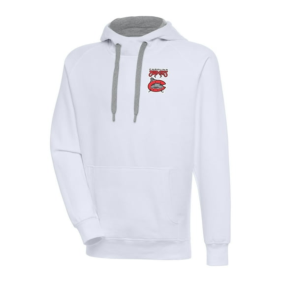 Men's Antigua White Carolina Mudcats Victory Pullover Hoodie