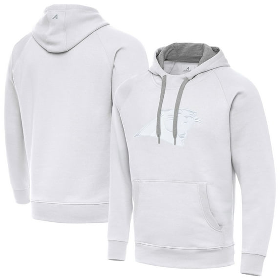 Men's Antigua White Carolina Panthers Victory Pullover Hoodie