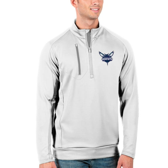 Men's Antigua White Charlotte Hornets Generation Quarter-Zip Pullover Jacket