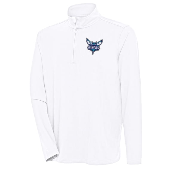 Men's Antigua  White Charlotte Hornets Hunk Quarter-Zip Pullover Top