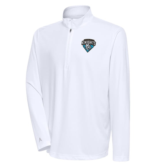 Men's Antigua White Charlotte Knights Tribute Quarter-Zip Pullover Top