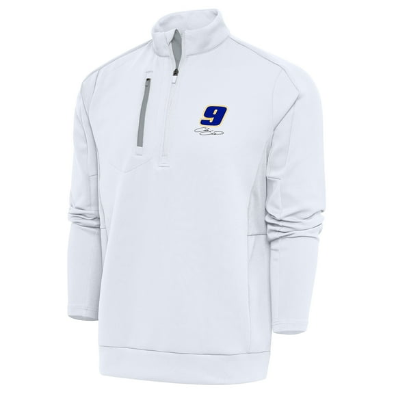 Men's Antigua White Chase Elliott Generation Quarter-Zip Pullover Top