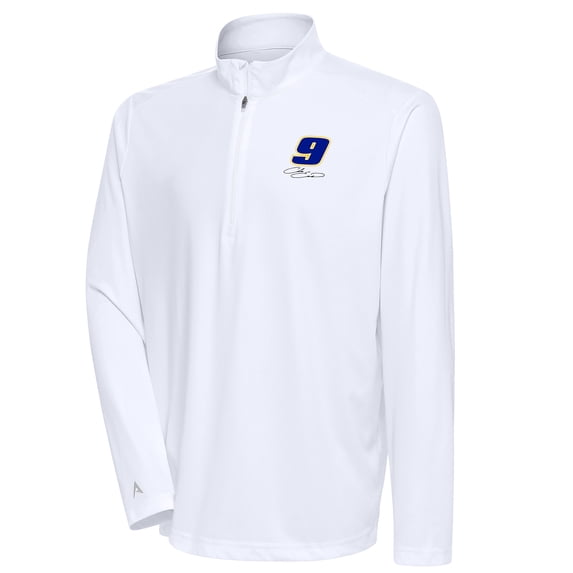 Men's Antigua White Chase Elliott Tribute Quarter-Zip Pullover Top