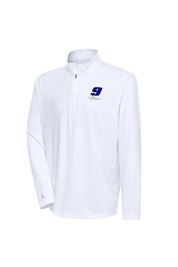 Men's Antigua White Chase Elliott Tribute Quarter-Zip Pullover Top