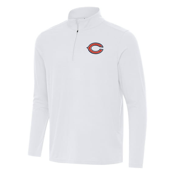 Men's Antigua White Chicago Bears Intent Quarter-Zip Pullover Top