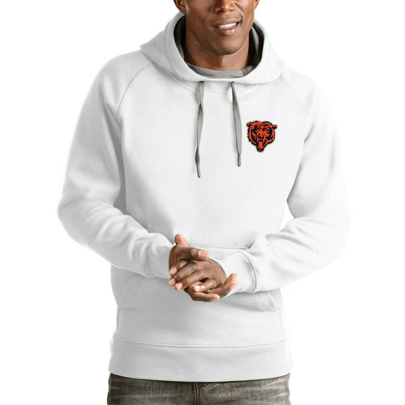 Men's Antigua White Chicago Bears Logo Victory Pullover Hoodie