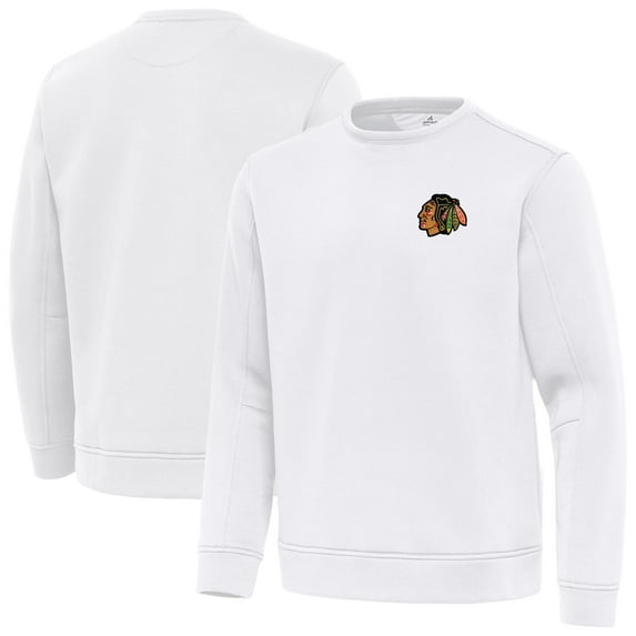 Men's Antigua White Chicago Blackhawks Relevant Lightweight Pullover Sweatshirt