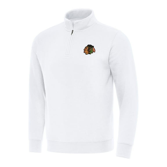 Men's Antigua  White Chicago Blackhawks Victory Quarter-Zip Mock Sweatshirt