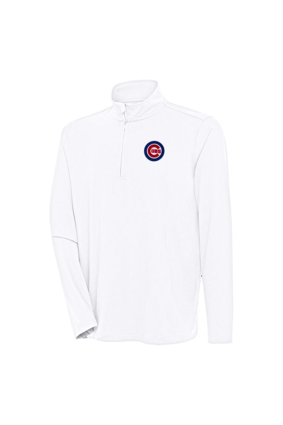 Men's Antigua White Chicago Cubs Hunk Quarter-Zip Pullover Top