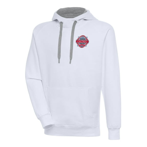 Men's Antigua White Chicago Street Race Victory Pullover Hoodie