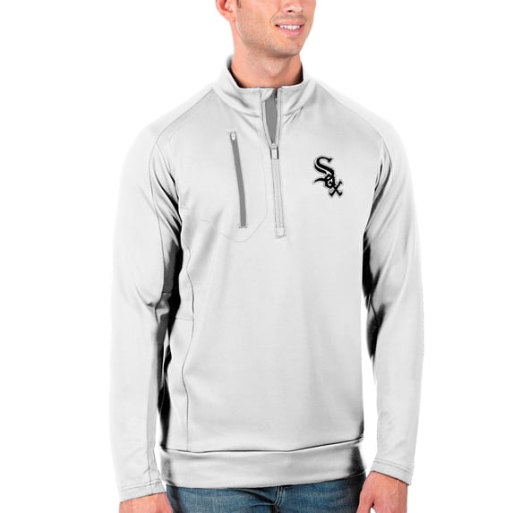 Men's Antigua White Chicago White Sox Generation Quarter-Zip Pullover Jacket