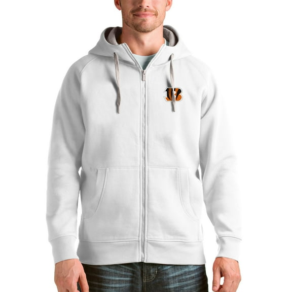 Men's Antigua White Cincinnati Bengals Victory Full-Zip Hoodie