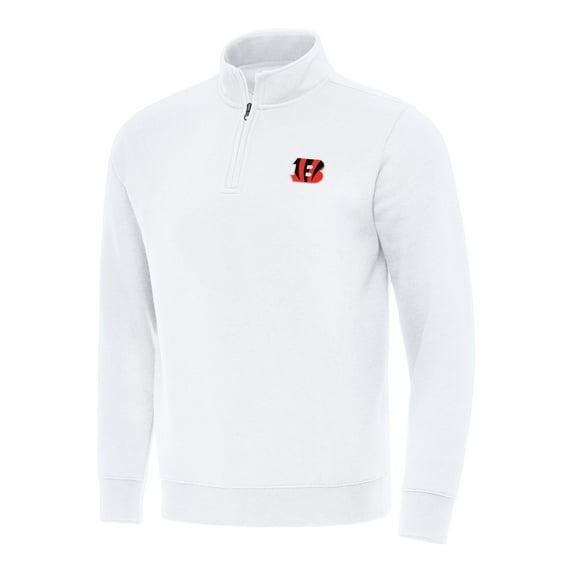 Men's Antigua White Cincinnati Bengals Victory Quarter-Zip Pullover Top
