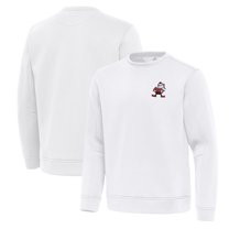 Men's Antigua White Cleveland Browns Relevant Lightweight Pullover Sweatshirt