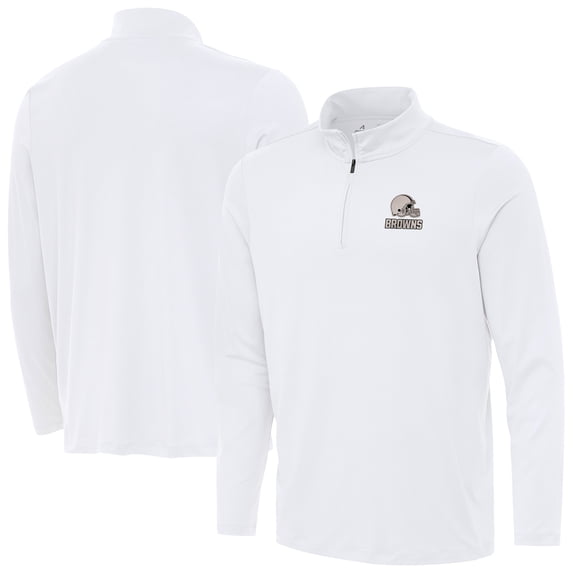Men's Antigua White Cleveland Browns Reprocess Quarter-Zip Top