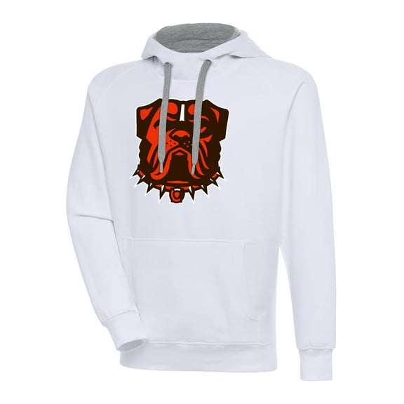 Men's Antigua White Cleveland Browns Victory Pullover Hoodie