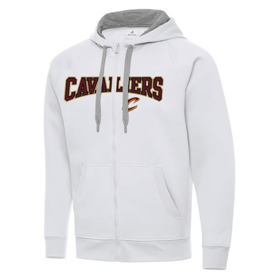 Men's Antigua White Cleveland Cavaliers Big & Tall Victory Full-Zip Hoodie Jacket