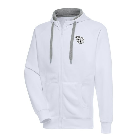 Men's Antigua White Cleveland Guardians Metallic Victory Full-Zip Hoodie