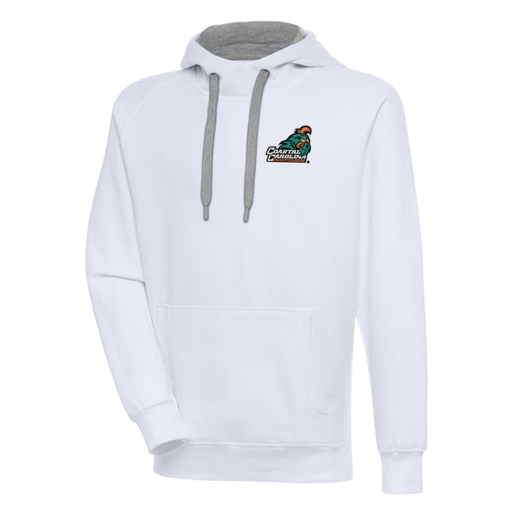 Men's Antigua White Coastal Carolina Chanticleers Victory Pullover Hoodie