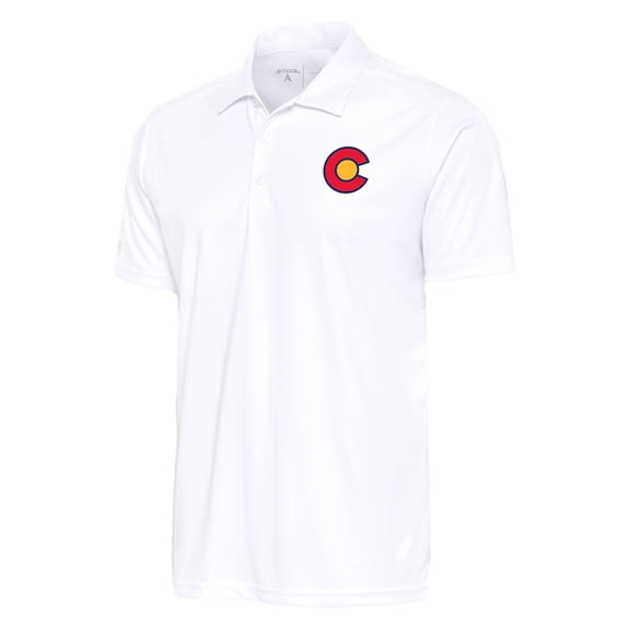 Men's Antigua White Colorado Avalanche Special Edition 2.0 Tribute Polo