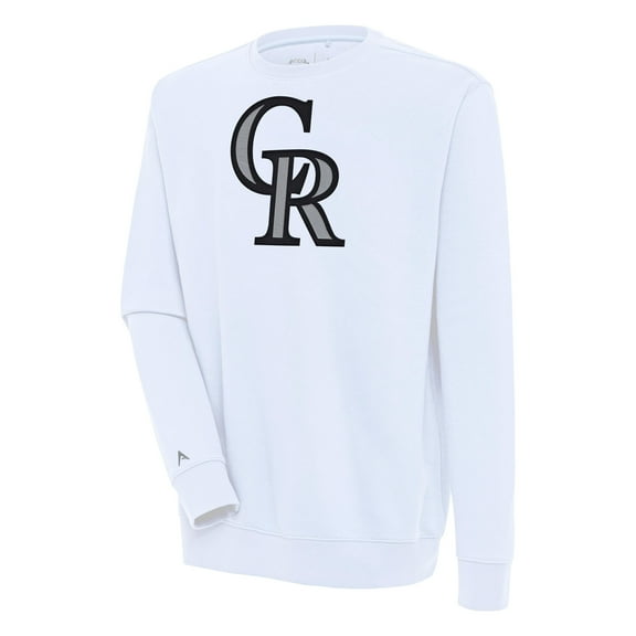 Men's Antigua  White Colorado Rockies Victory Pullover Sweatshirt