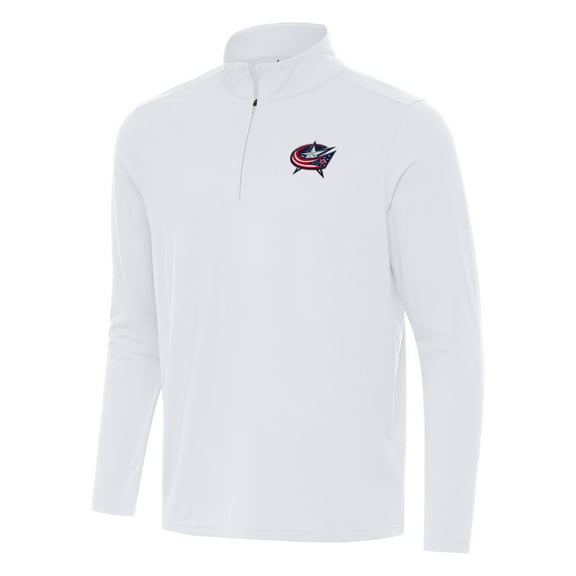 Men's Antigua White Columbus Blue Jackets Intent Quarter-Zip Top