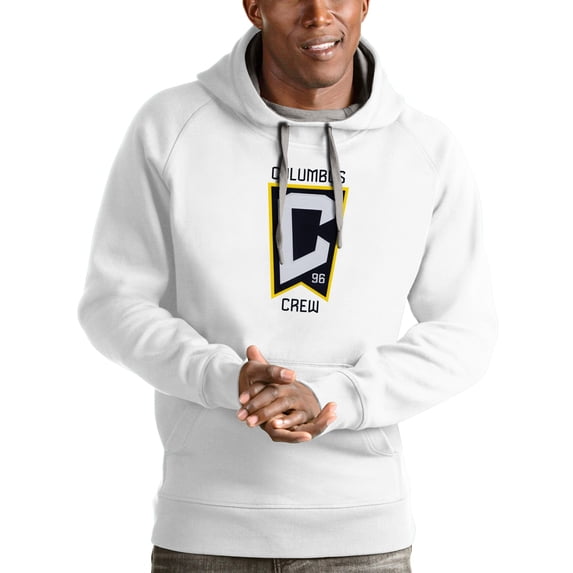 Men's Antigua White Columbus Crew Victory Pullover Hoodie