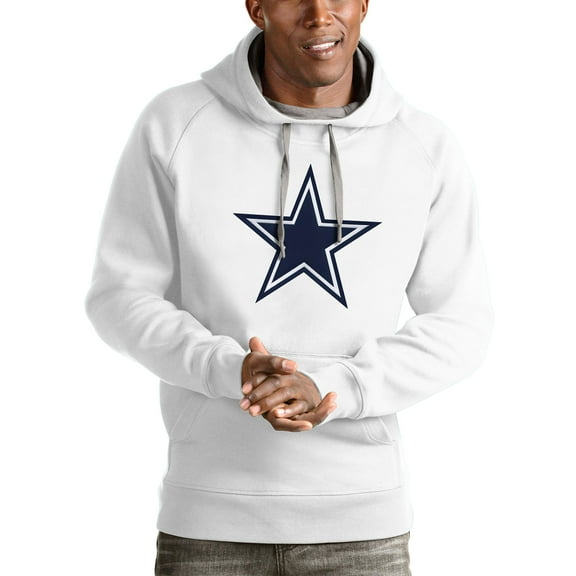 Men's Antigua White Dallas Cowboys Victory Pullover Hoodie
