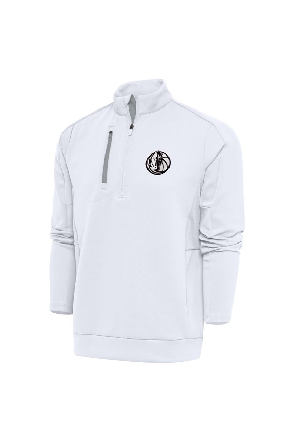 Men's Antigua White Dallas Mavericks Metallic Logo Generation Quarter-Zip Top