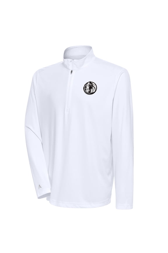 Men's Antigua White Dallas Mavericks Metallic Logo Tribute Quarter-Zip Top