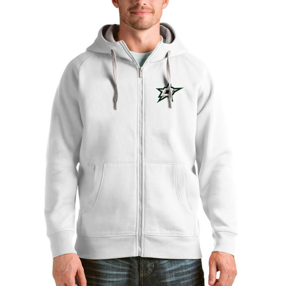 Men's Antigua White Dallas Stars Logo Victory Full-Zip Hoodie