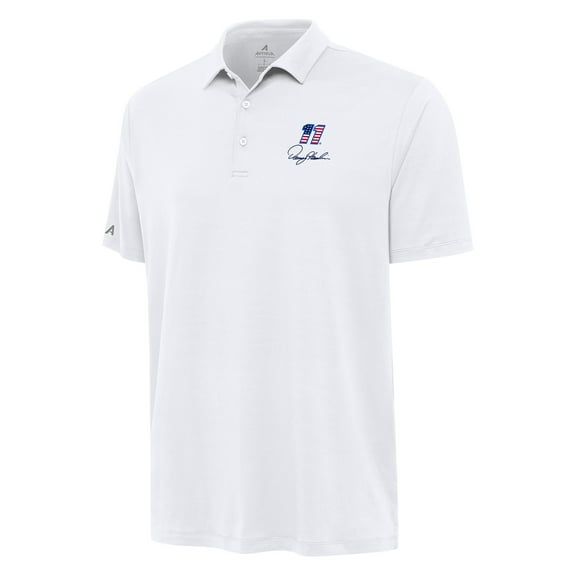 Men's Antigua White Denny Hamlin Reprocess Polo