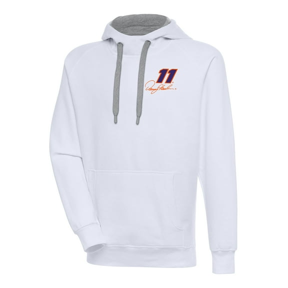 Men's Antigua White Denny Hamlin Victory Pullover Hoodie