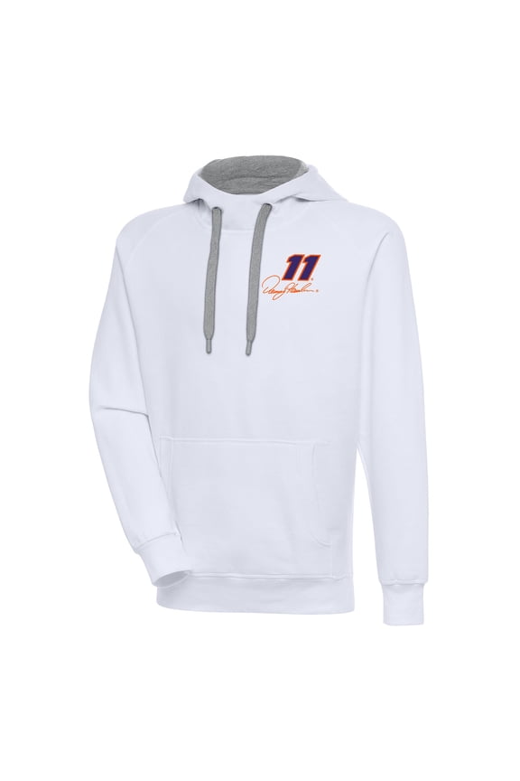 Men's Antigua White Denny Hamlin Victory Pullover Hoodie