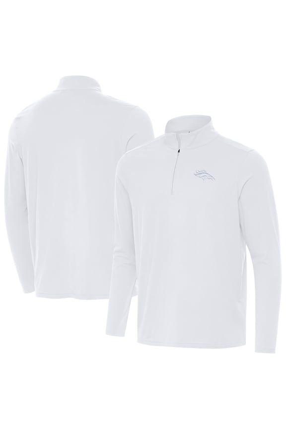 Men's Antigua White Denver Broncos Intent Quarter-Zip Jacket