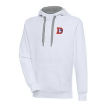 Men's Antigua White Denver Broncos Throwback Logo Victory Pullover Hoodie