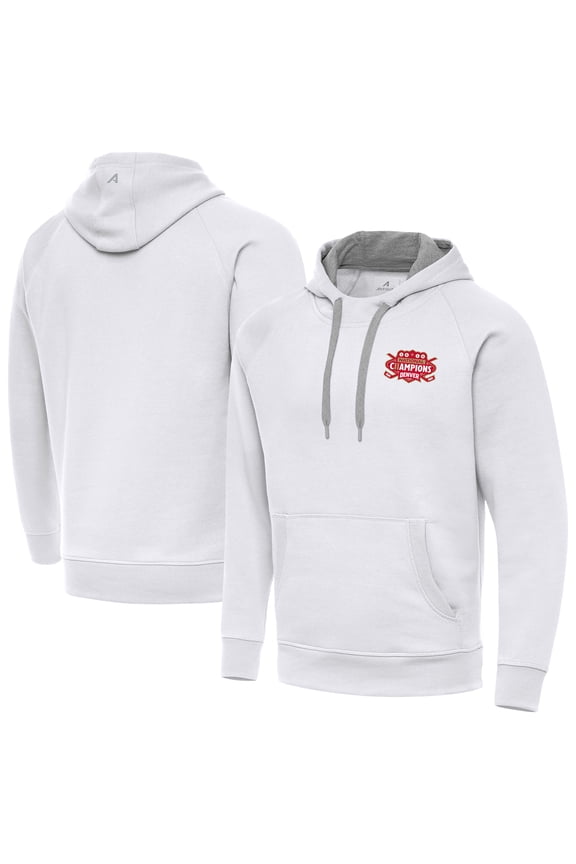 Men's Antigua White Denver Pioneers 2026 NCAA Frozen Four Men's Ice Hockey National Champions Victory Hoodie