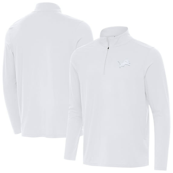 Men's Antigua White Detroit Lions Intent Quarter-Zip Top