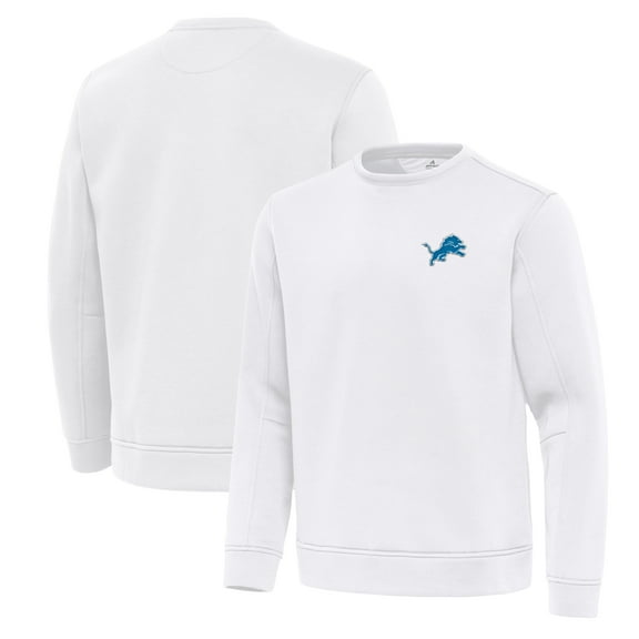 Men's Antigua White Detroit Lions Relevant Lightweight Pullover Sweatshirt