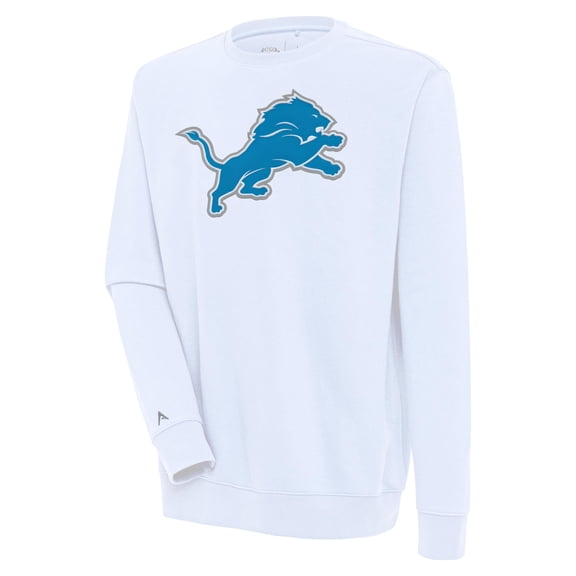 Men's Antigua White Detroit Lions Victory Pullover Sweatshirt